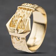 Pre-Owned 9ct Yellow Gold Bark Patterned Buckle Ring 41341445