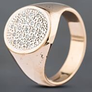 Pre-Owned 9ct Rose Gold Diamond Oval Signet Ring 41341478