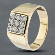 Pre-Owned 9ct Yellow Gold Cubic Zirconia Set Square Signet Ring 41341602