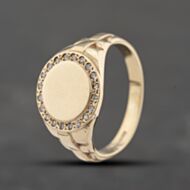 Pre-Owned 9ct Yellow Gold Diamond Round Signet Ring 41341684