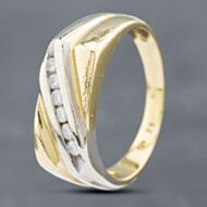 Pre-Owned 18ct Two Colour Gold Diamond Oblong Channel Set Signet Ring 41341713