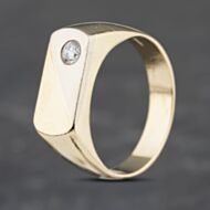 Pre-Owned 14ct Two Colour Gold Cubic Zirconia Oblong Signet Ring 41341714