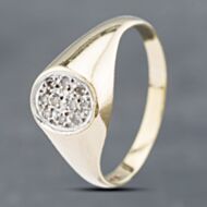 Pre-Owned Vintage 9ct Yellow Gold Diamond Oval Signet Ring 41341717