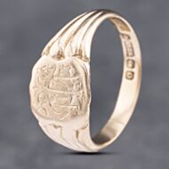 Pre-Owned Vintage 9ct Rose Gold Shield Signet Ring 41341748
