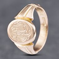 Pre-Owned Vintage 9ct Rose Gold Oval Signet Ring 41341749