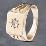 Pre-Owned Vintage Rose Gold Cubic Zirconia Large Square Signet Ring 41341752