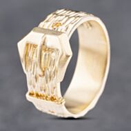 Pre-Owned Vintage 9ct Yellow Gold Bark Effect Buckle Ring 41341764