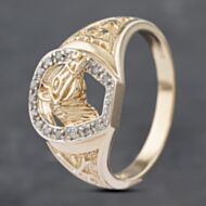 Pre-Owned 9ct Yellow Gold Diamond Horse Signet Ring 41341813