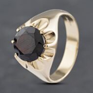 Pre-Owned 9ct Yellow Gold Garnet Round Signet Ring 41341816