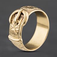 Pre-Owned Vintage 9ct Yellow Gold Patterned Buckle Ring 41341828