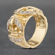 Pre-Owned 9ct Yellow Gold Cubic Zirconia Heavy Double Buckle Ring 41341835