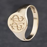 Pre-Owned Vintage 9ct Yellow Gold Oval Signet Ring 41341839