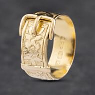 Pre-Owned 18ct Yellow Gold Flower Patterned Buckle Ring 41341843