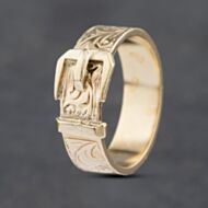 Pre-Owned 9ct Yellow Gold Engraved Buckle Ring 41341868