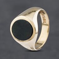 Pre-Owned Vintage 9ct Yellow Gold Bloodstone Oval Signet Ring 41341876