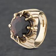 Pre-Owned 9ct Yellow Gold Garnet Large Signet Ring 41341897