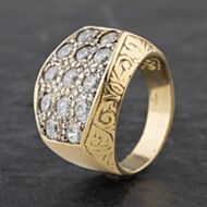 Pre-Owned 9ct Yellow Gold Cubic Zirconia Heavy Signet Ring 41341902
