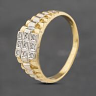 Pre-Owned 18ct Two Colour Gold Diamond Square Chain Link Signet Ring 41341906