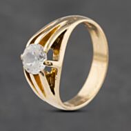 Pre-Owned Vintage 9ct Yellow Gold Cubic Zirconia Signet Ring 41341913