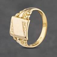 Pre-Owned Vintage 18ct Yellow Gold Part Engraved With Fancy Shoulders Signet Ring 41341919