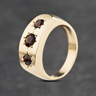 Pre-Owned 9ct Yellow Gold Garnet Three Stone Ring 41341926