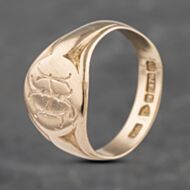 Pre-Owned Antique 9ct Rose Gold Oval Deep Engraved Signet Ring 41341937