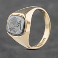 Pre-Owned 9ct Yellow Gold Hematite Signet Ring 41341944
