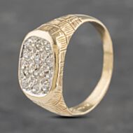 Pre-Owned 9ct Yellow Gold Cubic Zirconia Square Signet Ring 41341947