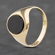 Pre-Owned 9ct Yellow Gold Onyx Oval Signet Ring 41341949