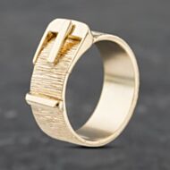 Pre-Owned Vintage 9ct Yellow Gold Bark Effect Buckle Ring 41341958