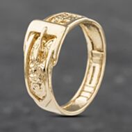 Pre-Owned 9ct Yellow Gold Swirl Patterned Buckle Ring 41341959