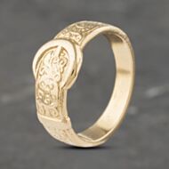 Pre-Owned 9ct Yellow Gold Patterned Buckle Ring 41341980