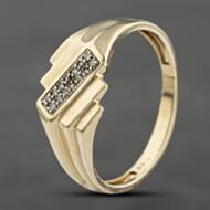 Pre-Owned 9ct Yellow Gold 0.07ct Diamond Two Row Signet Ring 41341994