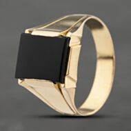 Pre-Owned Vintage Yellow Gold Onyx Oblong Signet Ring 41342013