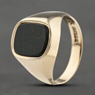 Pre-Owned 9ct Yellow Gold Bloodstone Oblong Signet Ring 41342016