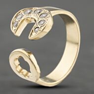 Pre-Owned 9ct Yellow Gold Cubic Zirconia Spanner Signet Ring 41342020