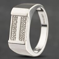 Pre-Owned 9ct White Gold Diamond Two Row Pave Set Signet Ring 41342029