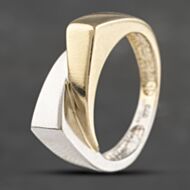 Pre-Owned 9ct Two Colour Gold Crossover Signet Ring 41342031