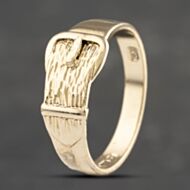 Pre-Owned 9ct Yellow Gold Bark Effect Buckle Ring 41342040