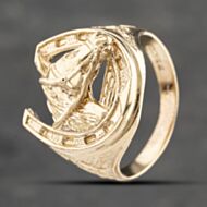 Pre-Owned 9ct Yellow Gold Horse Head Signet Ring 41342054