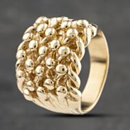 Pre-Owned 9ct Yellow Gold Five Row Heavy Keeper Ring 41342056