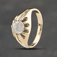 Pre-Owned 9ct Yellow Gold Cubic Zirconia Claw Set Signet Ring 41342061