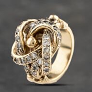 Pre-Owned 9ct Yellow Gold Cubic Zirconia Large Knot Signet Ring 41342063