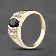 Pre-Owned 9ct Yellow Gold Sapphire & Diamond Signet Ring 41342065