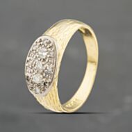 Pre-Owned 18ct Yellow Gold Diamond Oval Three Stone Signet Ring 41342080