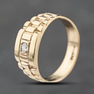 Pre-Owned 9ct Yellow Gold Cubic Zirconia Chain Link Design Signet Ring 41342093