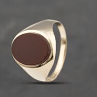 Pre-Owned Vintage 9ct Yellow Gold Bloodstone Signet Ring 41342096