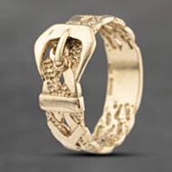 Pre-Owned 9ct Yellow Gold Openwork Patterned Buckle Ring 41342132