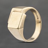 Pre-Owned 9ct Yellow Gold Double Square Design Signet Ring 41342144