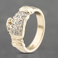Pre-Owned 9ct Yellow Gold Cubic Zirconia Boxing Glove Signet Ring 41342156